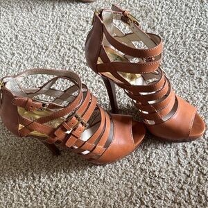Luggage Tan Michael Kors Size 9 Sandra Platform Sandal Heels
